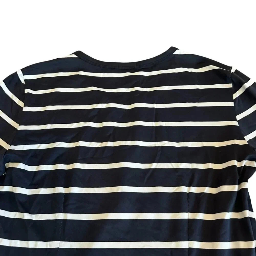 J. McLaughlin Back White Stripe Dress Shift 3/4 Sleeves Stretch Size Small Women - Picture 7 of 11